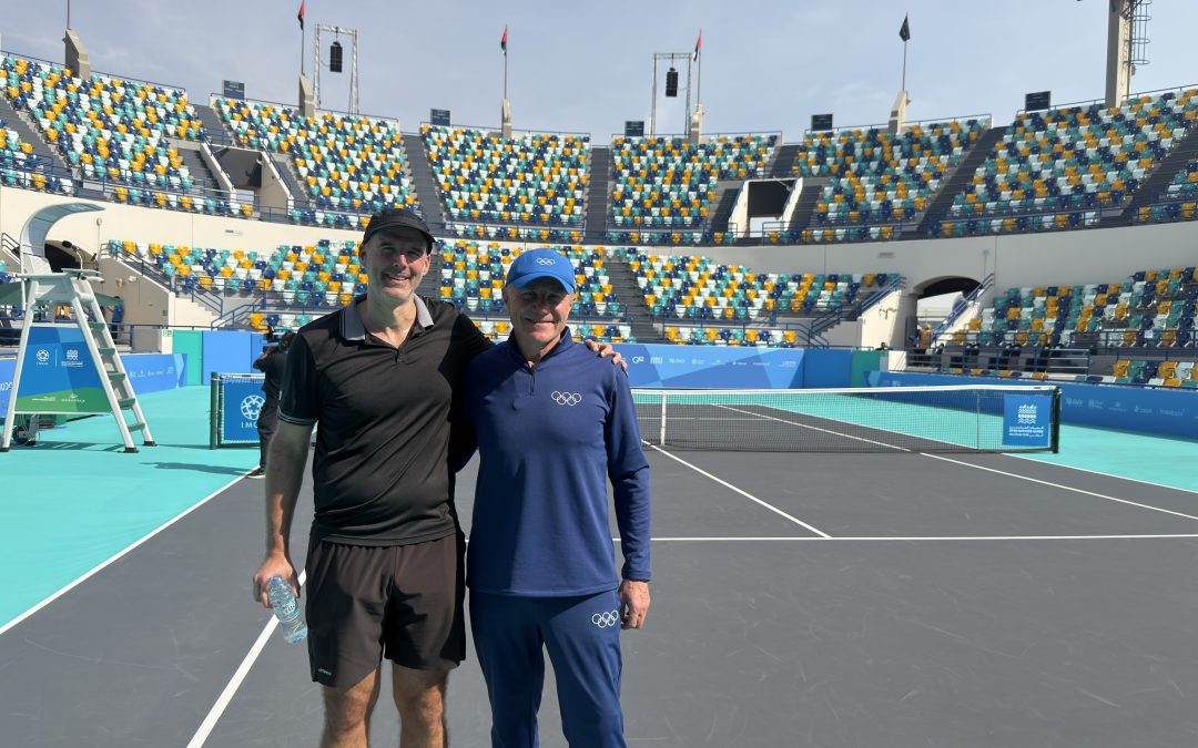 IMGA Leadership celebrating athletes and Board member Alex Mc Lin competing on court